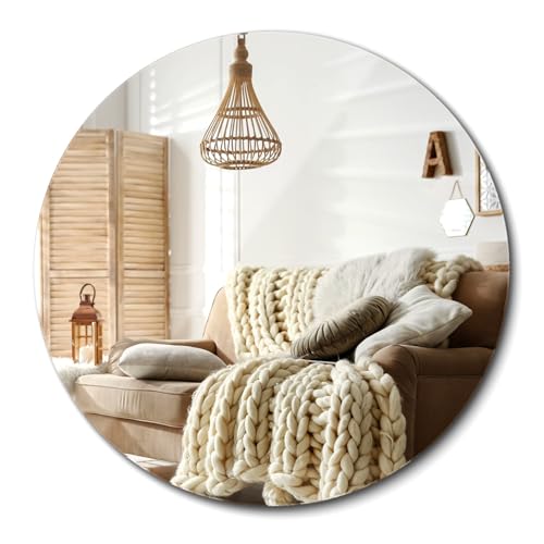 Großer Oval Badspiegel 90 cm Minimalistisch für Küche Wohnzimmer Asymmetrischer Schlafzimmer Moderner Design Glatte Oberfläche Abgerundete Kanten Ohne Rahmen Kosmetikspiegel mit Montagematerial von Generic