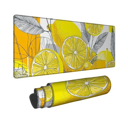 Großes Gaming-Mauspad, Zitronen-Design, leuchtend gelbe Zitrusfrüchte, genähte Kanten, Gummi, rutschfest, waschbar, Mauspad für Zuhause und Büro, 30,5 x 81,3 cm Großes Gaming-Mauspad, Zitronen-Design, leuchtend gelbe Zitrusfrüchte, genähte Kanten, Gummi, rutschfest, waschbar, Mauspad für Zuhause und Büro, 30,5 x 81,3 cm von Generic