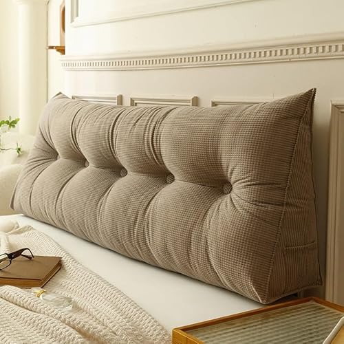 Großes Kopfteil Keilkissen Bettruhe Lesekissen, Groß Lesekissen für Bett und Sofa, Bett-Rückenlehne Positionierung Unterstützung Langes Kissen für Daybed (Coffee,200cm) von Generic