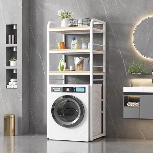 Großes Metall Standregal 3-stufig über Der Waschmaschine Toilettenständer Badezimmer Waschmaschine Trockner Organizer Rack Waschküche Regal Regale Regale, White+Natrual Color von Generic