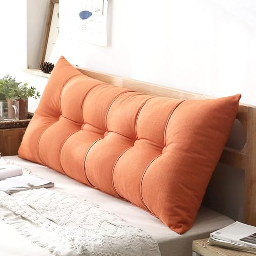 Großes Rechteckiges Kopfteilkissen, Langes Stützkissen Zur Positionierung Der Bettruhe, Perfektes Nackenkissen Für Tagesbett Und Etagenbett, Orange, 150 * 60CM Großes Rechteckiges Kopfteilkissen, Langes Stützkissen Zur Positionierung Der Bettruhe, Perfektes Nackenkissen Für Tagesbett Und Etagenbett, Orange, 150 * 60CM von Generic