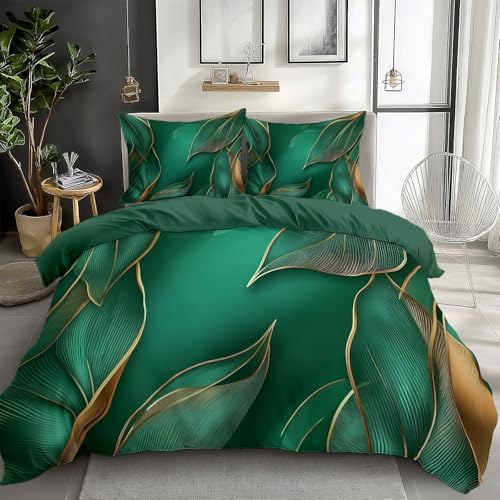 Grün Drucken Bettbezug Bettwäsche Set 135 x 200 cm 3D Druck Luxus Grüne Blätter und Linien Bettwäsche-Set, für Erwachsene, Jungen und Mädchen Deluxe Mikrofaser Weiche Bettbezug - mit 2 Kissenbezügen Grün Drucken Bettbezug Bettwäsche Set 135 x 200 cm 3D Druck Luxus Grüne Blätter und Linien Bettwäsche-Set, für Erwachsene, Jungen und Mädchen Deluxe Mikrofaser Weiche Bettbezug - mit 2 Kissenbezügen von Generic