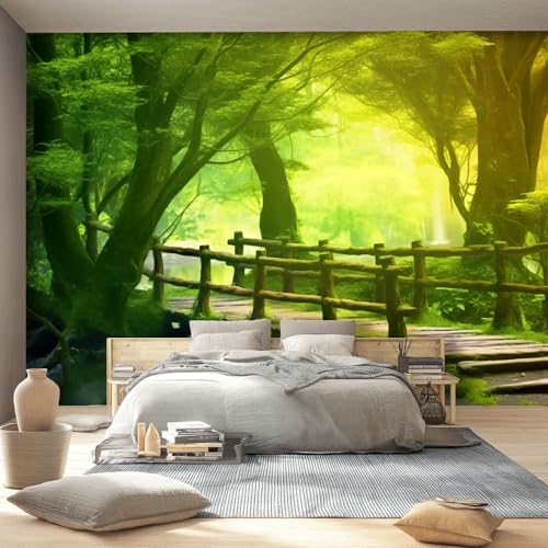 Grün Fototapete 350 x 256 cm Natur Holzbrücke Dschungel Sonnenschein Thema Wandbild Wohnzimmer Schlafzimmer Wandtapete, Vlies Tapete UV-Beständig Geruchsfrei Montagefertig Grün Fototapete 350 x 256 cm Natur Holzbrücke Dschungel Sonnenschein Thema Wandbild Wohnzimmer Schlafzimmer Wandtapete, Vlies Tapete UV-Beständig Geruchsfrei Montagefertig von Generic