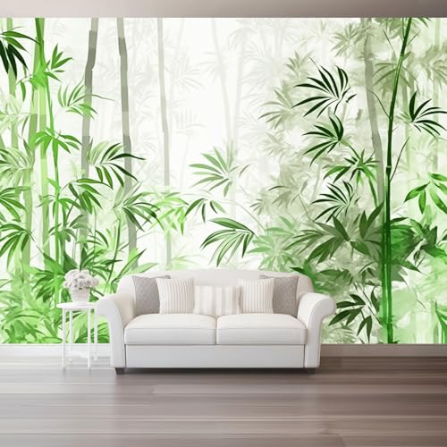 Grün Weiß Fototapete 200 x 140 cm 3D Pflanzen Blätter Relief Thema Wandbild Wohnzimmer Schlafzimmer Wandtapete, Vlies Tapete UV-Beständig Geruchsfrei Montagefertig von Generic