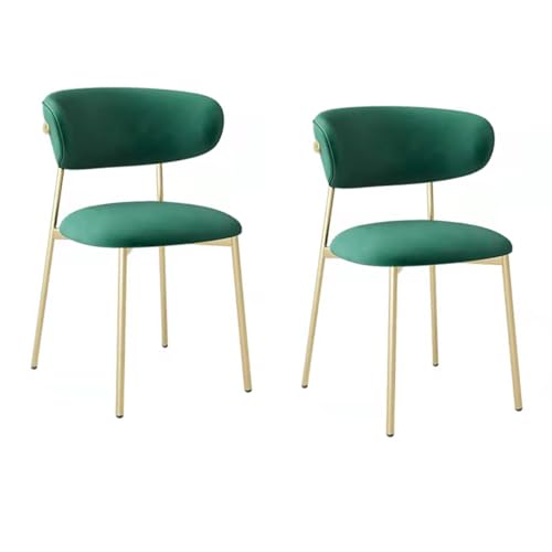 Grüne Esszimmerstühle, 2er-Set, gepolsterte Esszimmerstühle aus Samt mit Metallbeinen, Moderne Akzentstühle aus der Mitte des Jahrhunderts, armlose Seitenstühle für Küche, Esszimmer, Wohnzimmer Grüne Esszimmerstühle, 2er-Set, gepolsterte Esszimmerstühle aus Samt mit Metallbeinen, Moderne Akzentstühle aus der Mitte des Jahrhunderts, armlose Seitenstühle für Küche, Esszimmer, Wohnzimmer von Generic