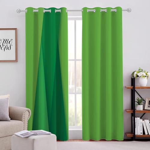 Grüner Verlauf Thermovorhang H138 X B117cm Einfarbige, Schlichte Farben Gardinen Wohnzimmer Blickdicht Vorhange verdunkelung kälteschutz für Wohnzimmer Schlafzimmer Balkon kinderzimmer 2er Pack von Generic