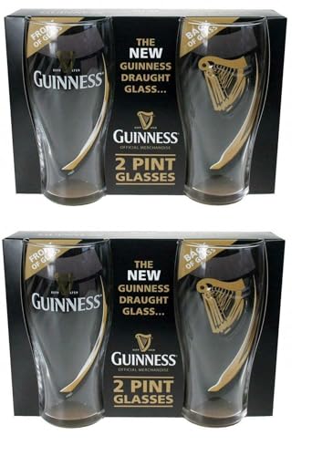 Guinness Offizielles Merchandise-Produkt, Gravity Glass Design, 4 Stück Pint-Gläser von Generic