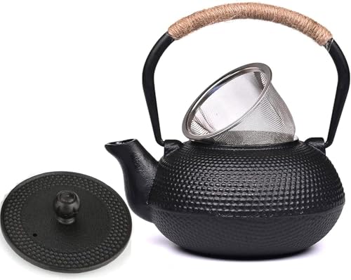 Gusseiserne Teekanne Mit Edelstahl-Ei Herdplatte Sicherer Japanischer Teekessel Für Losen Tee, Black, 1200ML Gusseiserne Teekanne Mit Edelstahl-Ei Herdplatte Sicherer Japanischer Teekessel Für Losen Tee, Black, 1200ML von Generic