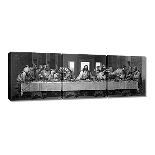Generic H3902M_PC3F Wandbild, Motiv 'Das letzte Abendmahl', 150 x 50 cm, Rechteckig, Querformat, Öl auf Leinwand, Rahmung Holz, Wandmontage, für Küche und Wohnzimmer von Generic