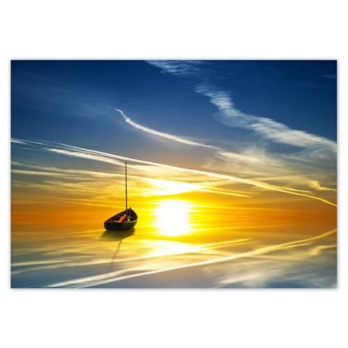 Foto-Poster, Wanddekoration, Motiv: Boot bei Sonnenuntergang, 100 x 70 cm, Nr. H6424M_PL1Z von Generic