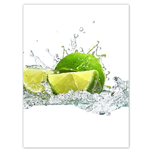 H894M_PL1AR Wandbild, Poster, Motiv Limette, spritzendes Wasser, 100 x 135 cm von Generic