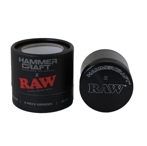 HAMMERCRAFT X RAWthentic Grinder aus Aluminium, schwarz, 55 mm, 4 Teile von RAW