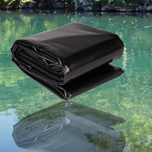 HDPE Teichfolien Schwerlast Schwarze Flexible Teichfolie Stärken 12mil UV-Beständigkeit Teichplane Für Wassergarten Brunnen Wasserfall Dichtungsfolie Teichmembran(4x6m) von Generic