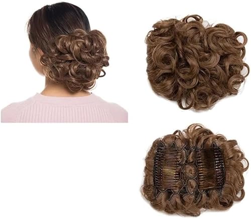 Haarverlängerungen Haarteil Synthetischer Großer Kamm Clip In Lockige Haarverlängerung Chignon Haarteile Frauen Hochsteckfrisur Cover Haarteil Verlängerung Haarbrötchen Haarsch, Light Brown von Generic
