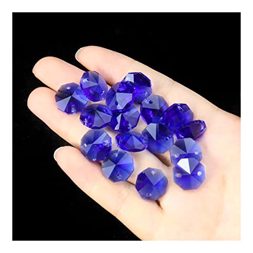 Hängekristalle Prismen 200PCS 14mm 2 Löcher Kristall Perlen Prismen Kronleuchter Teile Schmuck Dekor Hängekristalle Kristalle für Dekoration(Dark Blue) von Generic