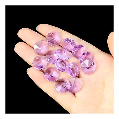 Hängekristalle Prismen 200PCS 14mm 2 Löcher Kristall Perlen Prismen Kronleuchter Teile Schmuck Dekor Hängekristalle Kristalle für Dekoration(Purple) von Generic