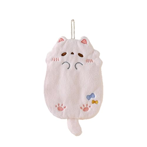 Hängende Handtücher | Handtücher mit Ringen zum Aufhängen | Niedliche Cartoon Kinder Handtücher | Korallen-Fleece Handtuch | Cartoon Katzentücher von Generic