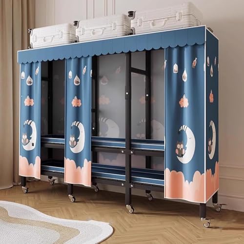 Hängende Schrankorganisatoren Aufbewahrungsregale Organisation Mit Rädern Stoffschrank Einfach Zu Installierender Faltbarer Tragbarer Kleiderschrank, Blue, 203cm von Generic