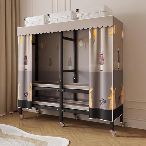 Hängende Schrankorganisatoren Aufbewahrungsregale Organisation Mit Rädern Stoffschrank Einfach Zu Installierender Faltbarer Tragbarer Kleiderschrank, Natural, 150cm von Generic