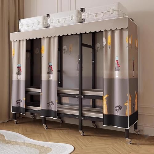 Hängende Schrankorganisatoren Aufbewahrungsregale Organisation Mit Rädern Stoffschrank Einfach Zu Installierender Faltbarer Tragbarer Kleiderschrank, Natural, 203cm von Generic