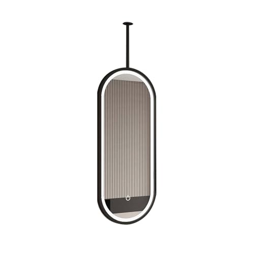 Hängender doppelseitiger Spiegel, drehbarer dekorativer Spiegel, LED-Beleuchtung mit 3 Farbtemperaturen und Einstellbarer Helligkeit, geeignet for Zuhause, Hotel(Black,50x90cm) von Generic