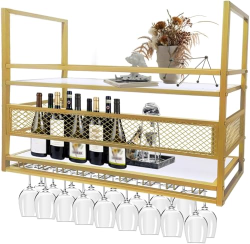 Hängendes Weinregal, Hängendes Weinglasregal Aus Metall, 2-stöckiger Bar-Display-weinlagerhalter Für Bar-Restaurant-café-küche, Black, 140cm von Generic