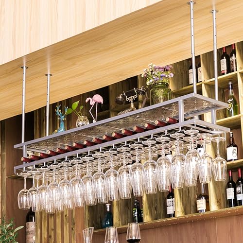 Hängendes Weinregal Bar Regale Spirituosenflasche Display Regal Weinregal Wandmontage mit hängendem Weinglas Aufbewahrungshalter Rack für Home Bar Esszimmer Küche Wohnzimmer (Silber, 200 cm Hängendes Weinregal Bar Regale Spirituosenflasche Display Regal Weinregal Wandmontage mit hängendem Weinglas Aufbewahrungshalter Rack für Home Bar Esszimmer Küche Wohnzimmer (Silber, 200 cm von Generic