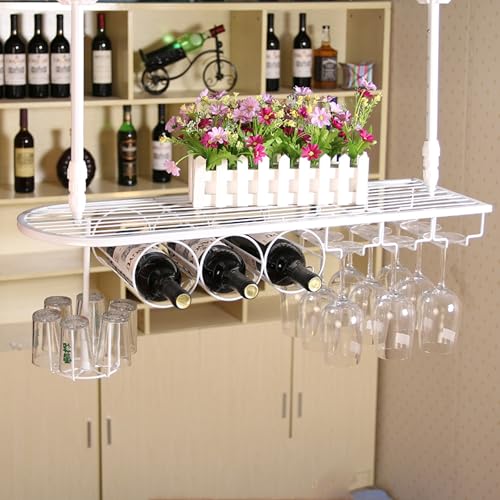 Hängendes Weinregal Wandmontierte Barregale mit Weinglas Rack iquor Flasche Display Regal Mini Bar Regale für Weinflaschen oder Home Bar Esszimmer Küche Café (Weiß, 80cm) von Generic