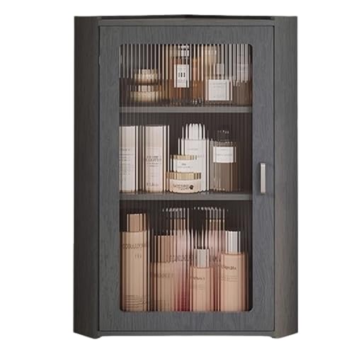 Hängeschrank Klein Magnetverschluss-Tür Keine Bohrlöcher Erforderlich Wandschrank Schmal Geeignet für Badezimmer, Über der Toilette(Gray,35 * 35 * 70cm) von Generic