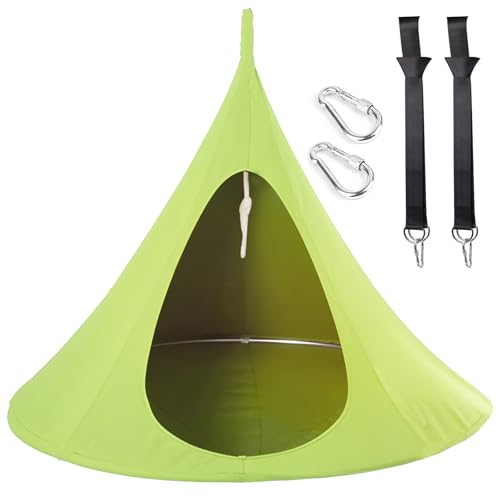 Hängesessel Outdoor für Erwachsene und Kinder – Hängehöhle Kinder Outdoor Tragkraft 100–200 Kg Hängezelt Outdoor Drinnen, Aufhängeset Inklusive Edelstahlhaken,Grün,1 * 1.1m/39 * 43in von Generic