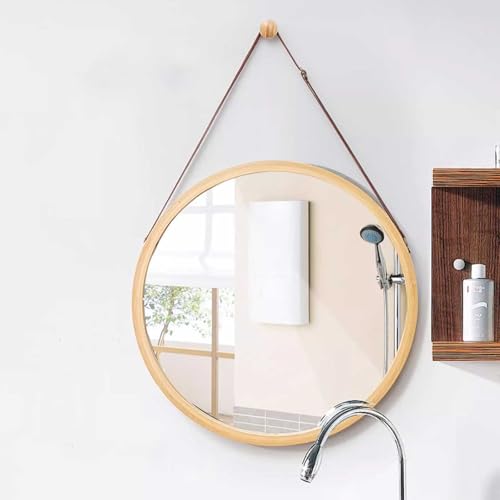Hängespiegel HD Dekorative Wandspiegel Wandspiegel Badezimmerspiegel runde Spiegel for die Wand modern for Gäste WC Badzimmer Ankleidezimmer Wohnzimmer(Beige,45x45cm/18in) von Generic
