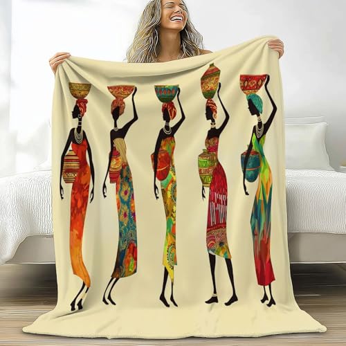 Haferflocken Sherpa Fleece Decke 130 x 150 cm Flanelldecke, Traditionell Tribal Mädchen Krug Dicke Kuscheldecke Plüsch Fleecedecke Wohndecke Sofadecke Weiche Warm Überwürfe Couchdecke von Generic