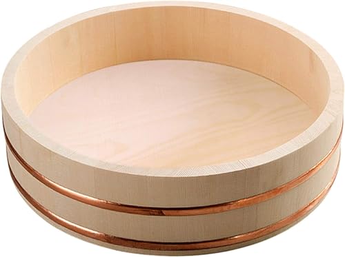 Hagiri Sushi Oke Reis Rührwanne Im Japanischen Stil Mit Kupferbindung Hölzerne Reis-servierschüssel Sushi Making P Für Sushi Restaurant, White, 33x7.5cm Hagiri Sushi Oke Reis Rührwanne Im Japanischen Stil Mit Kupferbindung Hölzerne Reis-servierschüssel Sushi Making P Für Sushi Restaurant, White, 33x7.5cm von Generic