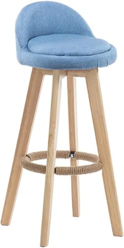 Haiyu-Swivel Bar Retro Rustikaler Barstuhl Aus Holz Frühstücksküchentheke Hohe Mehrfarbige Runde Leinensitzbar Mit Rückenlehne Und Fußstütze, Blue, 73cm Haiyu-Swivel Bar Retro Rustikaler Barstuhl Aus Holz Frühstücksküchentheke Hohe Mehrfarbige Runde Leinensitzbar Mit Rückenlehne Und Fußstütze, Blue, 73cm von Generic