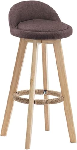 Haiyu-Swivel Bar Retro Rustikaler Barstuhl Aus Holz Frühstücksküchentheke Hohe Mehrfarbige Runde Leinensitzbar Mit Rückenlehne Und Fußstütze, Brown, 83cm Haiyu-Swivel Bar Retro Rustikaler Barstuhl Aus Holz Frühstücksküchentheke Hohe Mehrfarbige Runde Leinensitzbar Mit Rückenlehne Und Fußstütze, Brown, 83cm von Generic