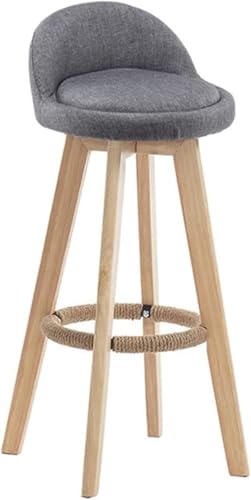 Haiyu-Swivel Bar Retro Rustikaler Barstuhl Aus Holz Frühstücksküchentheke Hohe Mehrfarbige Runde Leinensitzbar Mit Rückenlehne Und Fußstütze, Grey, 83cm Haiyu-Swivel Bar Retro Rustikaler Barstuhl Aus Holz Frühstücksküchentheke Hohe Mehrfarbige Runde Leinensitzbar Mit Rückenlehne Und Fußstütze, Grey, 83cm von Generic