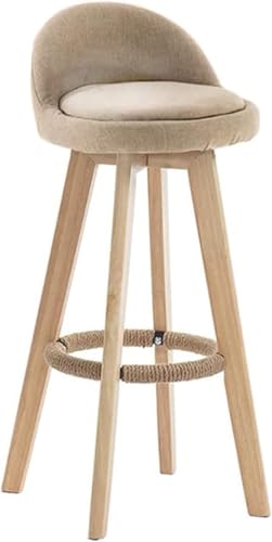 Haiyu-Swivel Bar Retro Rustikaler Barstuhl Aus Holz Frühstücksküchentheke Hohe Mehrfarbige Runde Leinensitzbar Mit Rückenlehne Und Fußstütze, Khaki, 73cm Haiyu-Swivel Bar Retro Rustikaler Barstuhl Aus Holz Frühstücksküchentheke Hohe Mehrfarbige Runde Leinensitzbar Mit Rückenlehne Und Fußstütze, Khaki, 73cm von Generic