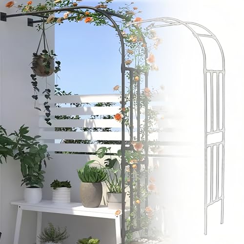 Halber Rosenbogen - Stabil Rankbogen - Gartenbogen Gartenlaube Aus Metall - 1.2 1.5 1.8 2.1 2.4 2.80m Wide - Für Hinterhof Rasen Patio Innenhof(White,150x240cm/4.9x7.8ft) von Generic