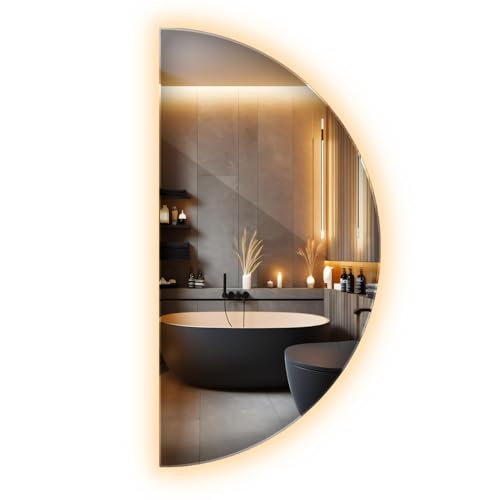Halbkreis LED Spiegel 45x90cm Warmweiß | Wandspiegel Rahmenlos mit Beleuchtung | Skandinavisches Design | Für Bad, Schlafzimmer, Flur | Modern & elegant Halbkreis LED Spiegel 45x90cm Warmweiß | Wandspiegel Rahmenlos mit Beleuchtung | Skandinavisches Design | Für Bad, Schlafzimmer, Flur | Modern & elegant von Generic