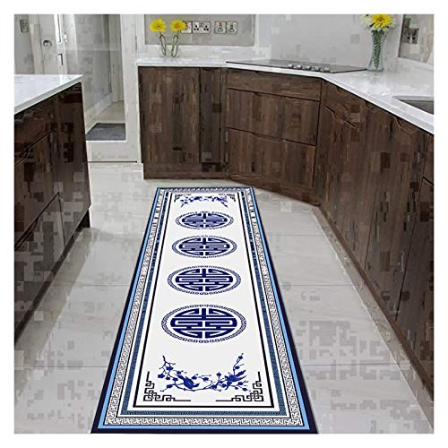 Halle Teppich, Vintage Stil Eingangsmatte Dünne Low Pile Boden Protector Blaue Kante Für Küche Wohnzimmer Büro,/a/90X100Cm Halle Teppich, Vintage Stil Eingangsmatte Dünne Low Pile Boden Protector Blaue Kante Für Küche Wohnzimmer Büro,/a/90X100Cm von Generic