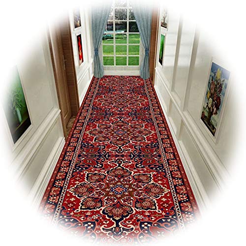 Halle Teppich,Vintage-Stil Blumenmuster,Bordered Design Dünnen Niedrigen Stapel Rutschfesten Boden Dauerhaft,Für Korridor Küche/a/140X600Cm von Generic