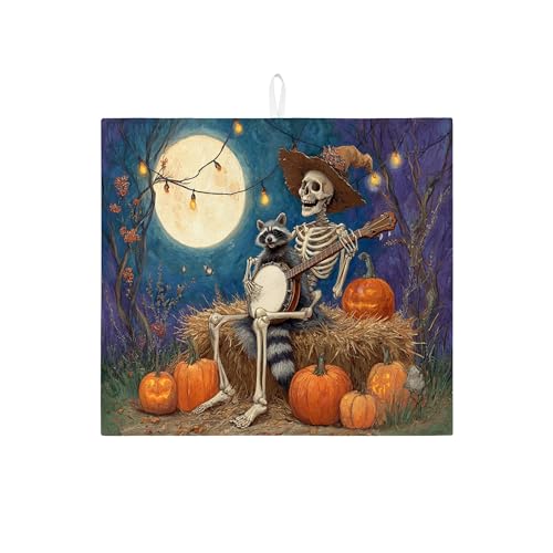 Halloween-Abtropfmatten für Küchentheke, lustiges Kürbis- und Waschbär-Design, saugfähiges Abtropfgestell, Mikrofaser, Abtropfmatte für Kaffeebar, 40,6 x 45,7 cm Halloween-Abtropfmatten für Küchentheke, lustiges Kürbis- und Waschbär-Design, saugfähiges Abtropfgestell, Mikrofaser, Abtropfmatte für Kaffeebar, 40,6 x 45,7 cm von Generic