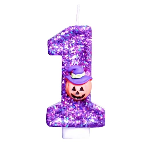 Halloween Geburtstagskerze Kürbiskopf Digitale Kerze Kuchen 3D Blau Digital Cupcake Topper Kerze Kuchen Topper Feier (A, A) von Generic