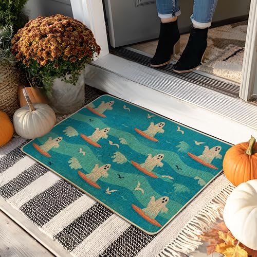 Halloween-Geister-Fußmatte, aquafreundliche Matte für den Innen- und Außenbereich, Eingangsbereich, Herbstdekoration, rutschfest, wasserabweisend, staubabsorbierend, einfache Pflege, 73,2 x 43,2 cm von Generic