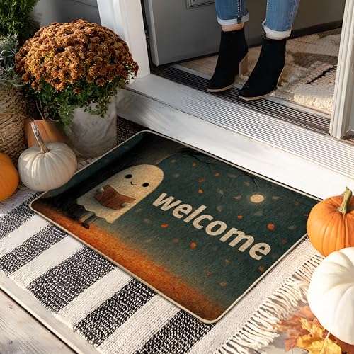 Halloween-Geister-Fußmatte, niedliches Kürbis-Dekor für den Innen- und Außenbereich, rutschfester Gummi, wasserdicht, Staubschutzmatte, leicht zu reinigen, 73,2 x 43,2 cm Halloween-Geister-Fußmatte, niedliches Kürbis-Dekor für den Innen- und Außenbereich, rutschfester Gummi, wasserdicht, Staubschutzmatte, leicht zu reinigen, 73,2 x 43,2 cm von Generic