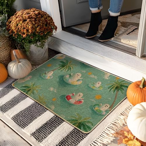 Halloween-Geister-Fußmatte, schwimmende Spirituosen-Fußmatte für Außen- und Inneneingang, saisonale Dekoration, Gummi, wasserdicht, rutschfest, staubfangend, leicht zu reinigen, 73,2 x 43,2 cm von Generic