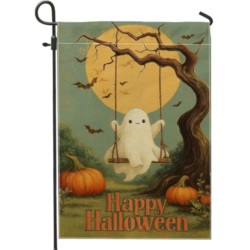 Halloween-Geister-Gartenflagge, orangefarbener Kürbis schwingende Dekoration, doppelseitiges Jute-Rasenbanner, Herbst-Outdoor-Dekoration, gruseliges Schild für Zuhause, Hof, 30,5 x 45,7 cm Halloween-Geister-Gartenflagge, orangefarbener Kürbis schwingende Dekoration, doppelseitiges Jute-Rasenbanner, Herbst-Outdoor-Dekoration, gruseliges Schild für Zuhause, Hof, 30,5 x 45,7 cm von Generic