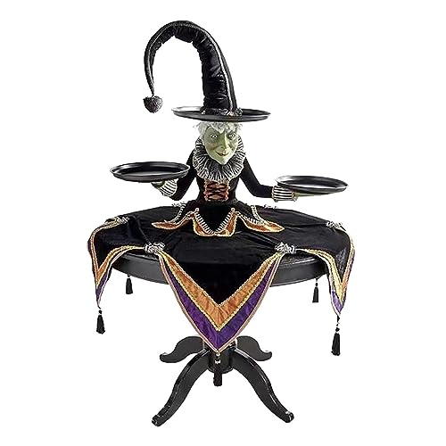 Halloween-Hexe Tisch-Servierer Halloween-Hexe Display Ständer mit Harlekin Tischdecke Cupcake Display Ständer Home Halloween Hexe Display Ständer Tablett Halloween Dekorationen Hexe von Generic