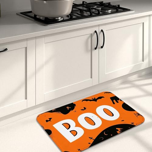 Halloween-Küchenmatten für den Boden, orangefarbene Geister, gruselige, dekorative weiche Matten, gepolstert, bequem, waschbar, rutschfest, für Küchenspüle, Waschküche, Badezimmer, 50,8 x 78,9 cm Halloween-Küchenmatten für den Boden, orangefarbene Geister, gruselige, dekorative weiche Matten, gepolstert, bequem, waschbar, rutschfest, für Küchenspüle, Waschküche, Badezimmer, 50,8 x 78,9 cm von Generic