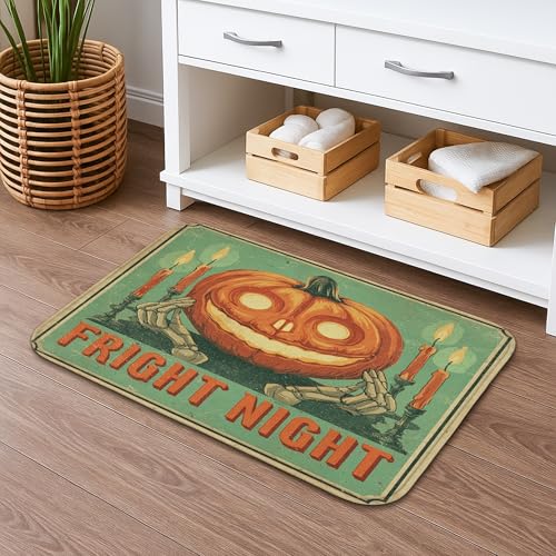 Halloween-Kürbis-Badematte, schnell trocknend, Vintage-Skelett-Kerzen, saugfähig, rutschfest, lustig, Flanell, waschbar, Badteppiche für Badezimmer, dekorativ, 50,8 x 81,3 cm Halloween-Kürbis-Badematte, schnell trocknend, Vintage-Skelett-Kerzen, saugfähig, rutschfest, lustig, Flanell, waschbar, Badteppiche für Badezimmer, dekorativ, 50,8 x 81,3 cm von Generic
